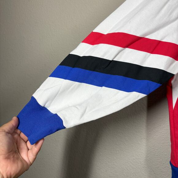 Ellesse Womens Medium Crew Neck Dolomito Sweatshirt White Red Blue Cotton Blend - Picture 5 of 13